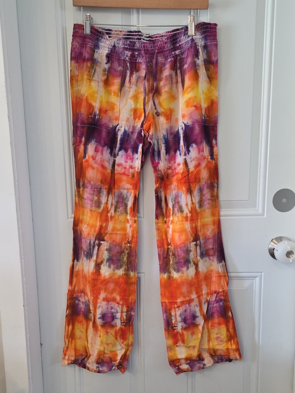 ✨️CUSTOM✨️ Vibrant Tie-Dye Low-rise Linen Pants - Small